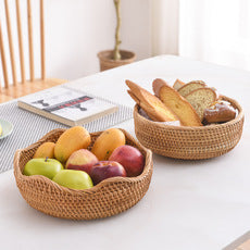 Handwoven Rattan Fruit Basket - Perfect for Snack and Miscellaneous Storage