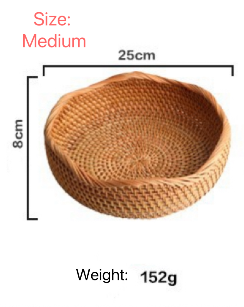 Handwoven Rattan Fruit Basket - Perfect for Snack and Miscellaneous Storage