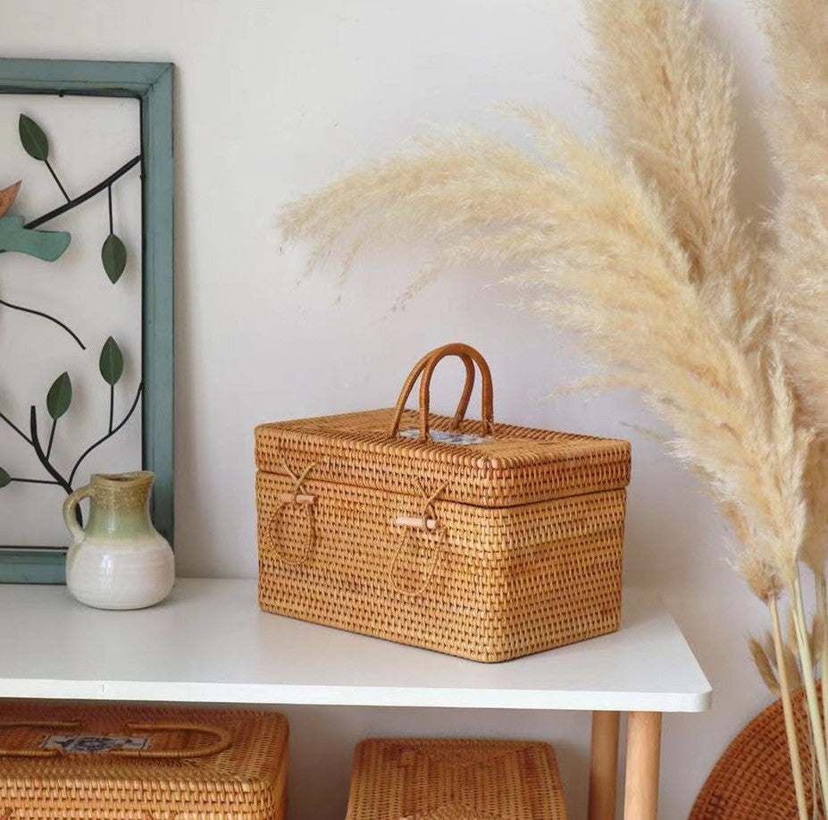 Handwoven Storage Basket with Handle