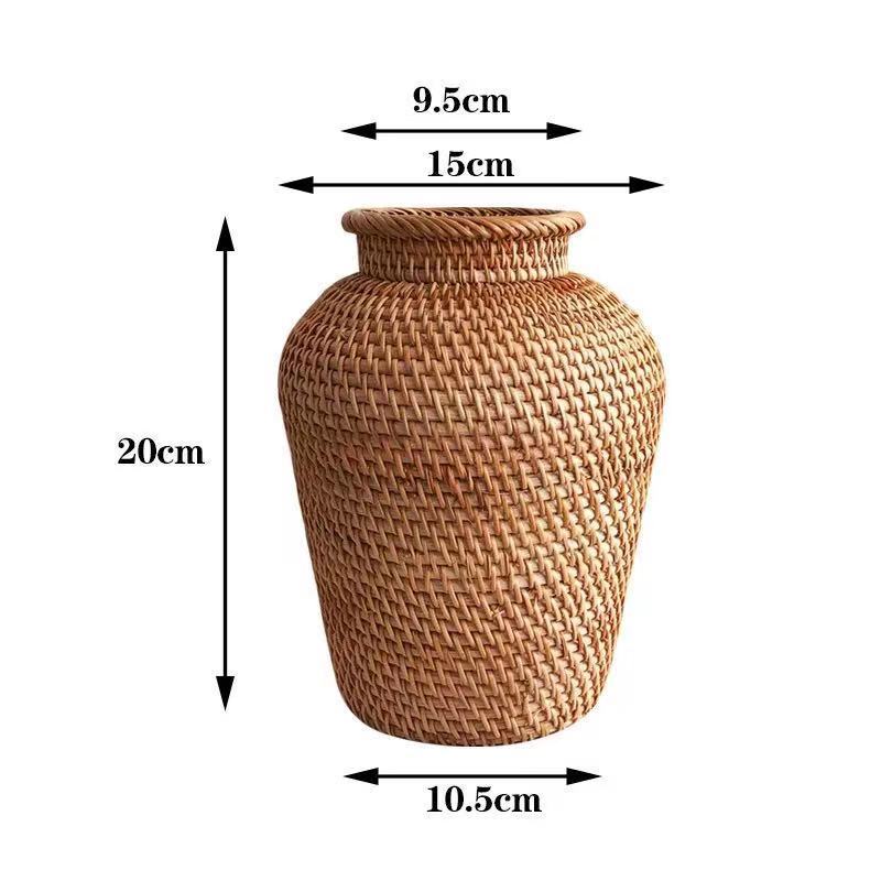 Vietnamese Autumn Rattan Woven Vase - Decorative Basket for Rustic Furniture