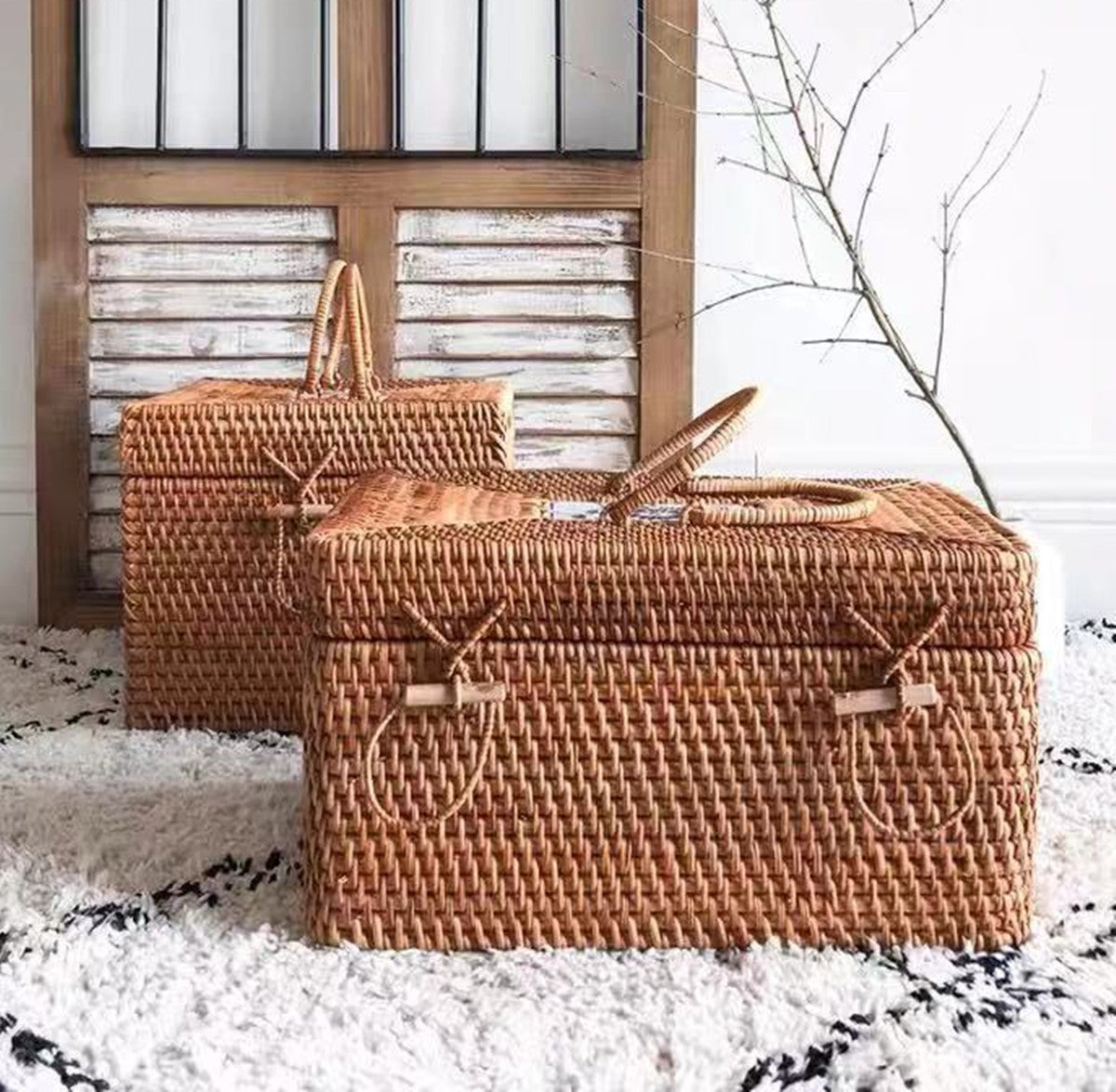 Handwoven Storage Basket with Handle