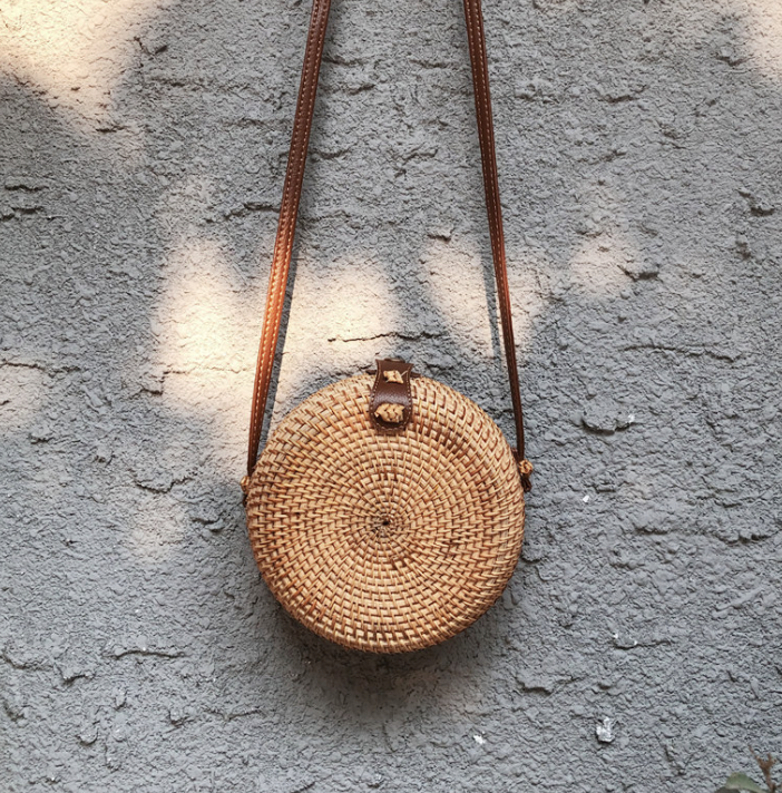 Vintage Handmade Rattan Woven Bag